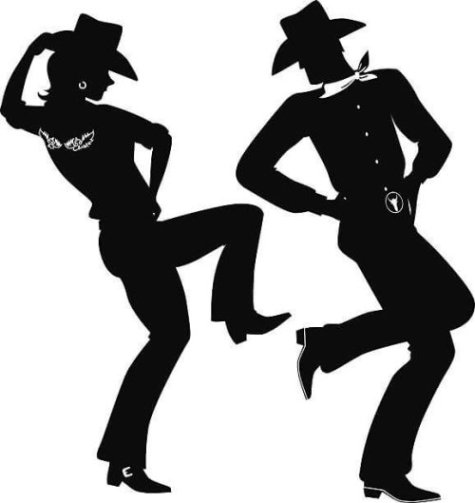 Cowboy and cowgirl dancing country western dance, isolated on white, vector illustration, no transparencies, EPS 8
